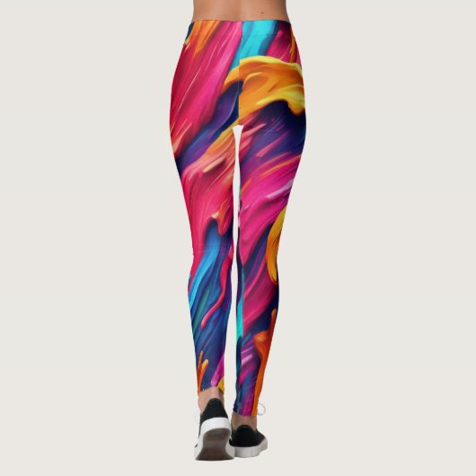 Psychedelic Abstract Paint Strokes Leggings (Rückseite)