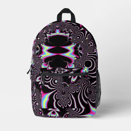 Psychedelic Acid Trip Fraktal Abstrakte digitale K Bedruckter Rucksack (Vorderseite)