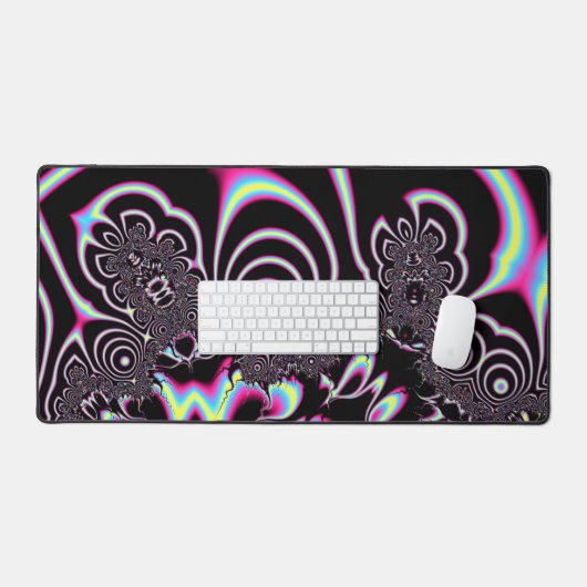 Psychedelic Acid Trip Fraktal Abstrakte digitale K Schreibtischunterlage (Tastatur & Maus)