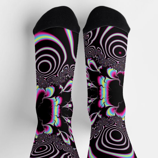 Psychedelic Acid Trip Fraktal Abstrakte digitale K Socken (Oben)