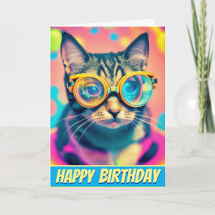 Psychedelic Acid Trip Kitty Cat Karte