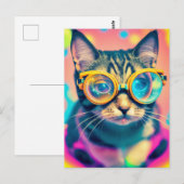 Psychedelic Acid Trip Kitty Cat Postkarte (Vorne/Hinten)