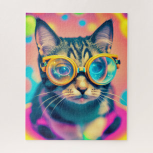 Psychedelic Acid Trip Kitty Cat Puzzle
