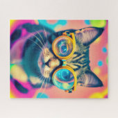 Psychedelic Acid Trip Kitty Cat Puzzle (Horizontal)
