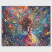 Psychedelic Alice im Wunderland Young Girl Theme Geschenkpapier (Flach)