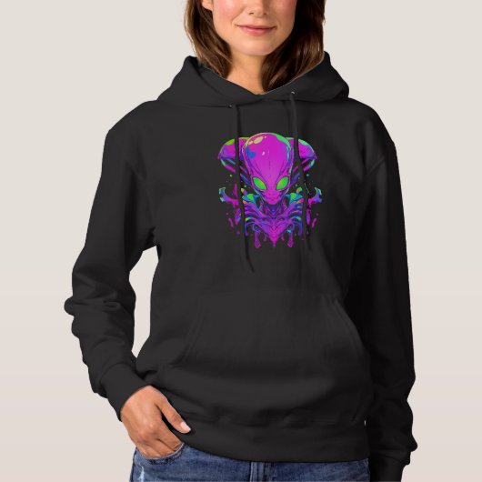 Psychedelic Alien Party Rave Extraterrestrial UFO Hoodie (Vorderseite)