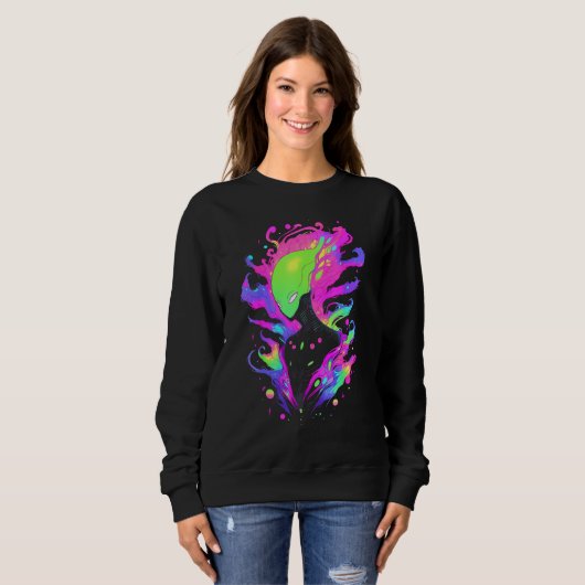 Psychedelic Alien Party Rave Extraterrestrial UFO  Sweatshirt (Vorne ganz)