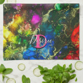 Psychedelic and Gilt Alcohol Ink Geschirrtuch (Gefaltet)