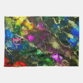 Psychedelic and Gilt Alcohol Ink Geschirrtuch (Horizontal)