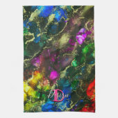 Psychedelic and Gilt Alcohol Ink Geschirrtuch (Vertikal)