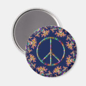 Psychedelic Anemone Peace Sign Magnet (Vorderseite/Rückseite)
