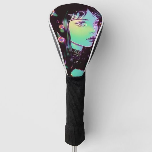 Psychedelic Anime Girl Golf Headcover (Vorderseite)