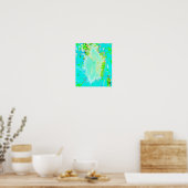 Psychedelic Aqua and Lime Green Milkweed Poster (Küche)