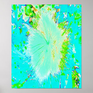 Psychedelic Aqua and Lime Green Milkweed Poster