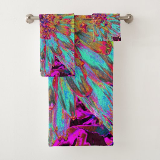 Psychedelic Aquamarin Blue Abstrakt Decorative Dah Badhandtuch Set (Insitu)