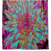 Psychedelic Aquamarin Blue Abstrakt Decorative Dah Duschvorhang (Vorderseite)