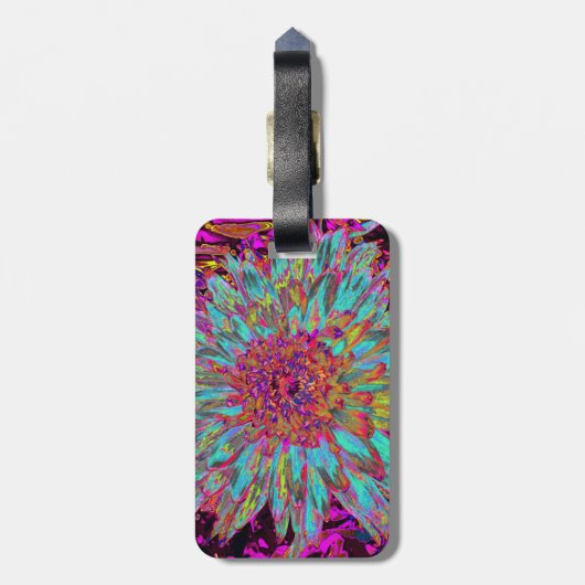 Psychedelic Aquamarin Blue Abstrakt Decorative Dah Gepäckanhänger (Rückseite vertikal)