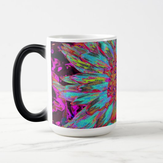 Psychedelic Aquamarin Blue Abstrakt Decorative Dah Verwandlungstasse (Links)