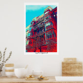 Psychedelic Architectural Gebäude Plakatdruck Poster (Küche)