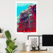 Psychedelic Architectural Gebäude Plakatdruck Poster (Heimbüro)