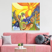 Psychedelic Art - 60s -Hippie Woman - Sun Birds Leinwanddruck (Insitu (Wohnzimmer))