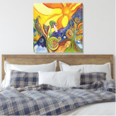 Psychedelic Art - 60s -Hippie Woman - Sun Birds Leinwanddruck (Insitu (Schlafzimmer))