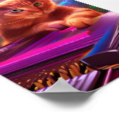 Psychedelic Art Keyboard/Piano Cat Poster (Ecke)