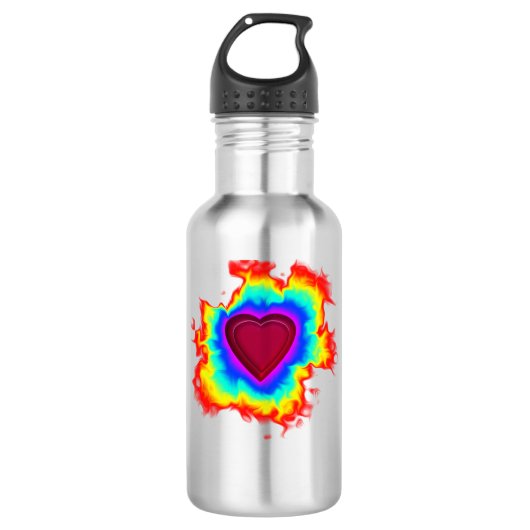 Psychedelic Aura Dual Heart Edelstahlflasche (Vorderseite)