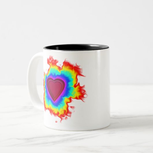 Psychedelic Aura Dual Heart Zweifarbige Tasse (Vorderseite Links)