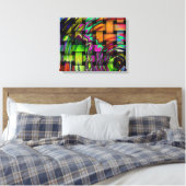 Psychedelic Basket Weave Wrapped Canvas Print Leinwanddruck (Insitu (Schlafzimmer))