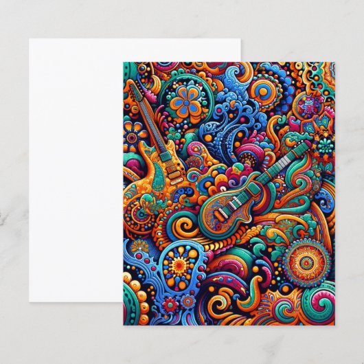 Psychedelic Batik Gitarre Kunstfarbenfrohe Retro M (Vorne/Hinten)