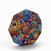 Psychedelic Batik Gitarre Kunstfarbenfrohe Retro M Fotoblock (Links)