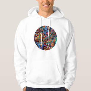 Psychedelic Batik Gitarre Kunstfarbenfrohe Retro M Hoodie