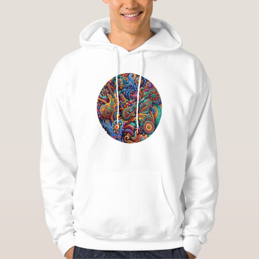Psychedelic Batik Gitarre Kunstfarbenfrohe Retro M Hoodie (Vorderseite)