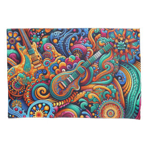 Psychedelic Batik Gitarre Kunstfarbenfrohe Retro M Kissenbezug