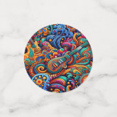 Psychedelic Batik Gitarre Kunstfarbenfrohe Retro M Konfetti (Klein Vorderseite)