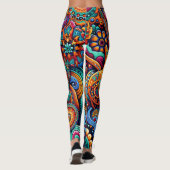 Psychedelic Batik Gitarre Kunstfarbenfrohe Retro M Leggings (Rückseite)