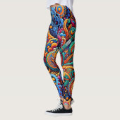 Psychedelic Batik Gitarre Kunstfarbenfrohe Retro M Leggings (Links)