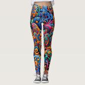 Psychedelic Batik Gitarre Kunstfarbenfrohe Retro M Leggings (Vorderseite)