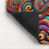 Psychedelic Batik Gitarre Kunstfarbenfrohe Retro M Mousepad (Ecke)