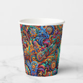 Psychedelic Batik Gitarre Kunstfarbenfrohe Retro M Pappbecher (Rückseite)