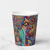 Psychedelic Batik Gitarre Kunstfarbenfrohe Retro M Pappbecher (Rechts)