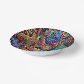 Psychedelic Batik Gitarre Kunstfarbenfrohe Retro M Pappteller (Gewinkelt)