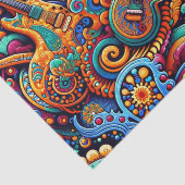 Psychedelic Batik Gitarre Kunstfarbenfrohe Retro M Seidenpapier (Ausschnitt)