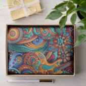 Psychedelic Batik Gitarre Kunstfarbenfrohe Retro M Seidenpapier (Geschenk)