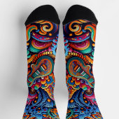 Psychedelic Batik Gitarre Kunstfarbenfrohe Retro M Socken (Oben)