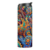 Psychedelic Batik Gitarre Kunstfarbenfrohe Retro M Thermosbecher (Nach links gedreht)