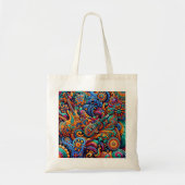 Psychedelic Batik Gitarre Kunstfarbenfrohe Retro M Tragetasche (Vorne)
