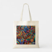 Psychedelic Batik Gitarre Kunstfarbenfrohe Retro M Tragetasche (Rückseite)
