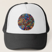 Psychedelic Batik Gitarre Kunstfarbenfrohe Retro M Truckerkappe (Vorderseite)
